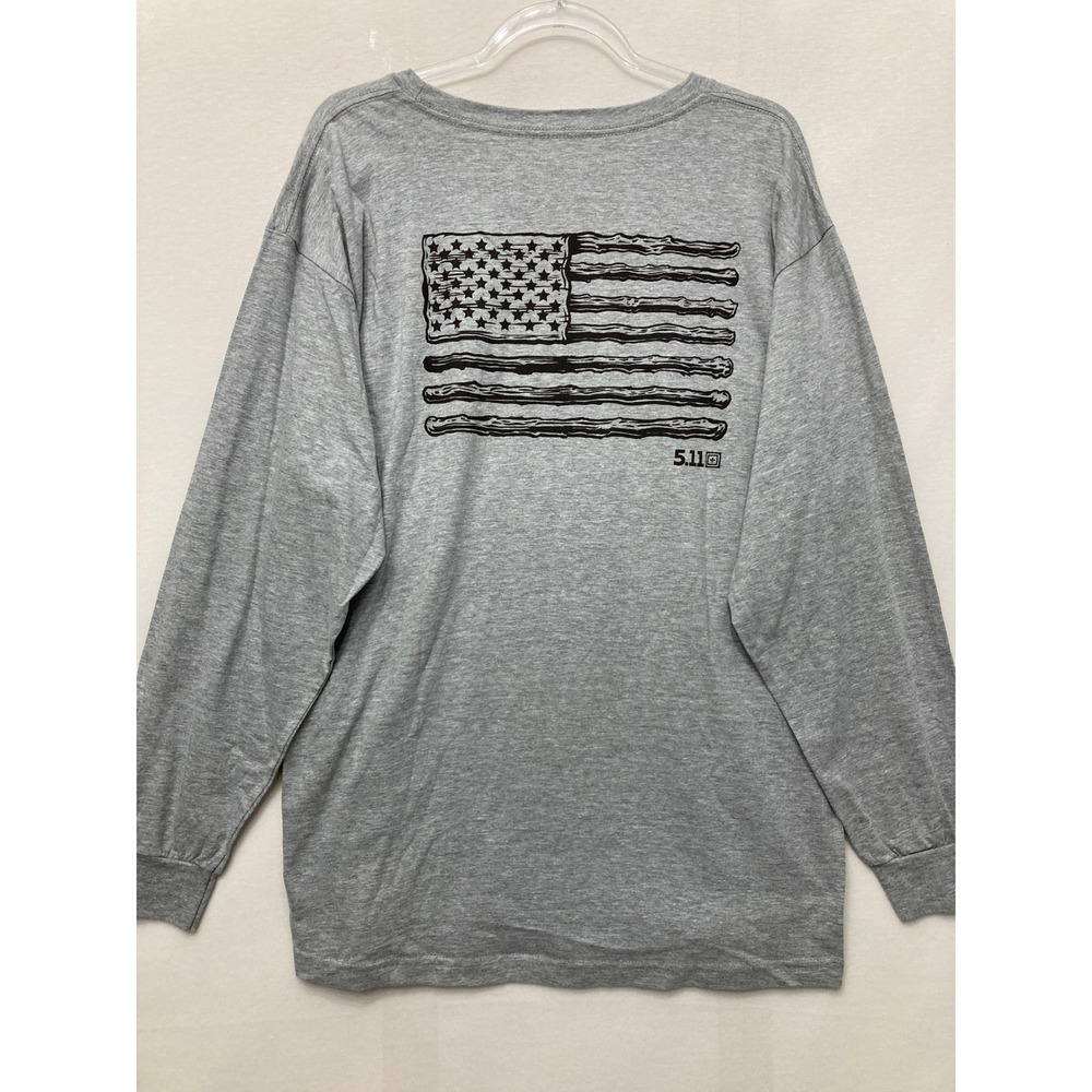 New 5.11 Tactical Shirt‎ size Large Gray Long Sleeve American Flag Graphic Tee